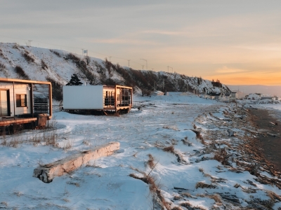 Seaside Pod Stay for Snowmobilers in Sainte-Anne-des-Monts